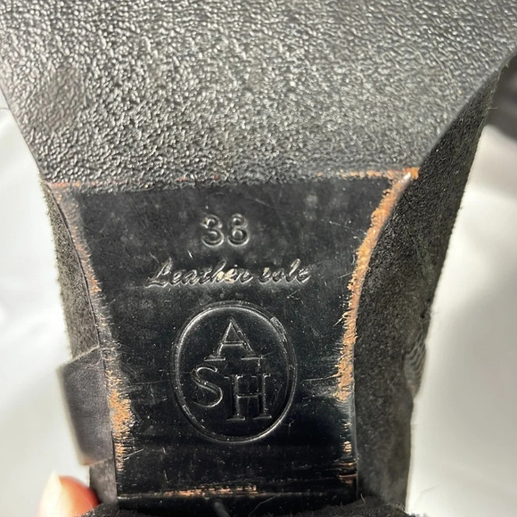 ASH Falcon Harness Moto Ankle Boots Black  Brushed Leather Chunky Heels 38 8 - Picture 12 of 15